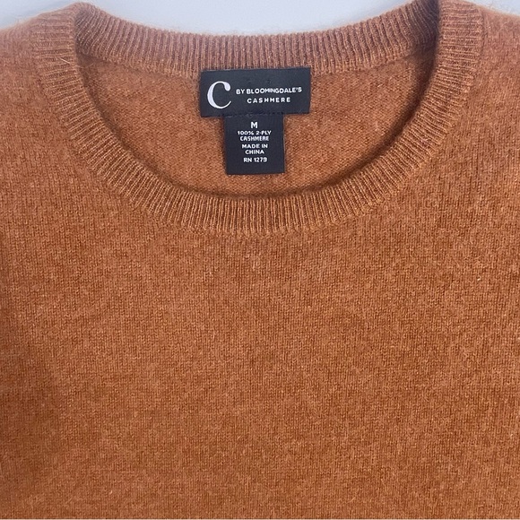 C by Bloomingdales Cashmere Sweater Medium Brown Crewneck 100 Percent Cashmere - Picture 3 of 6